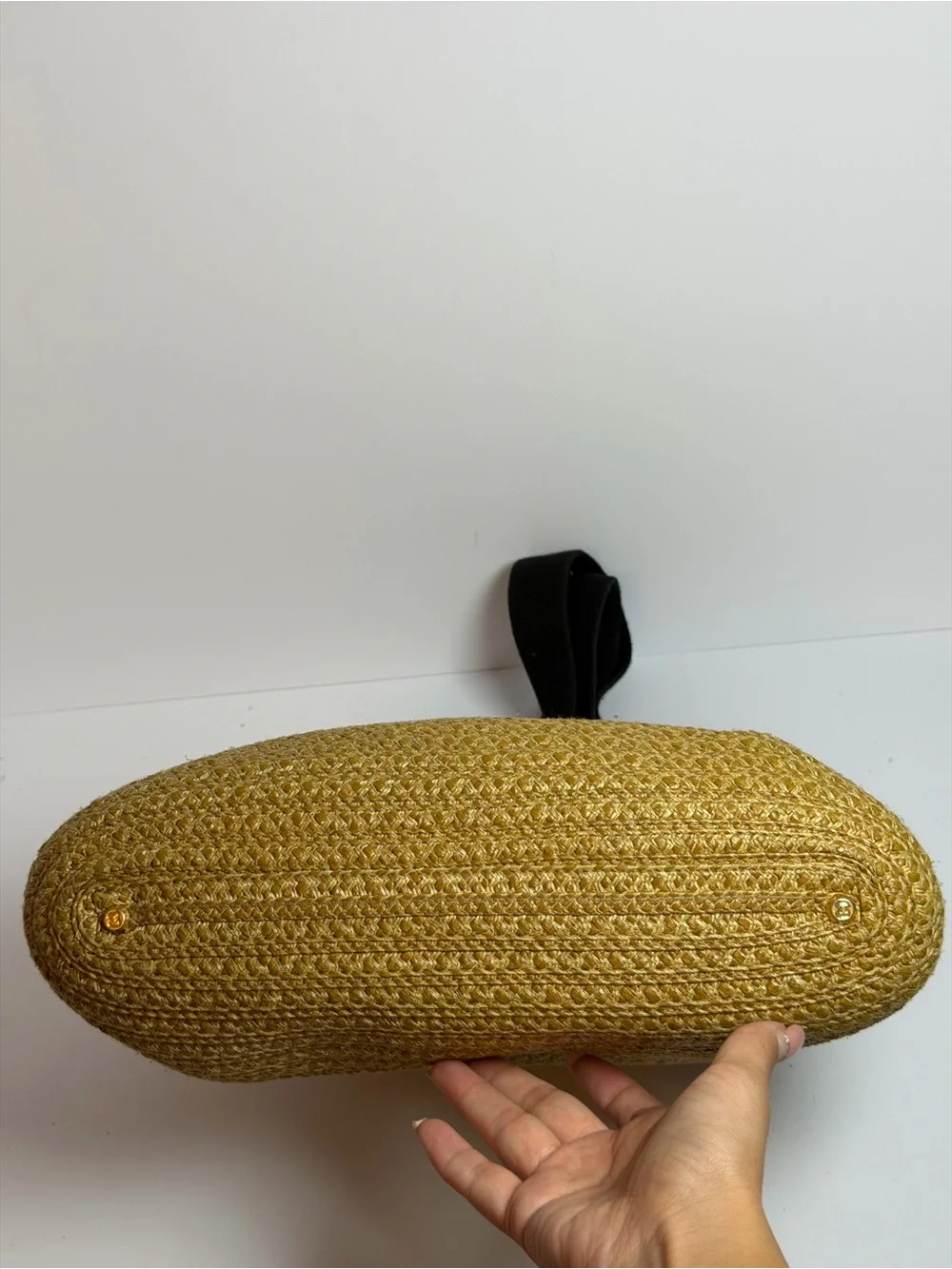 Eric Javits Woven Escape Shoulder bag in a Black and Natural Straw Colorway